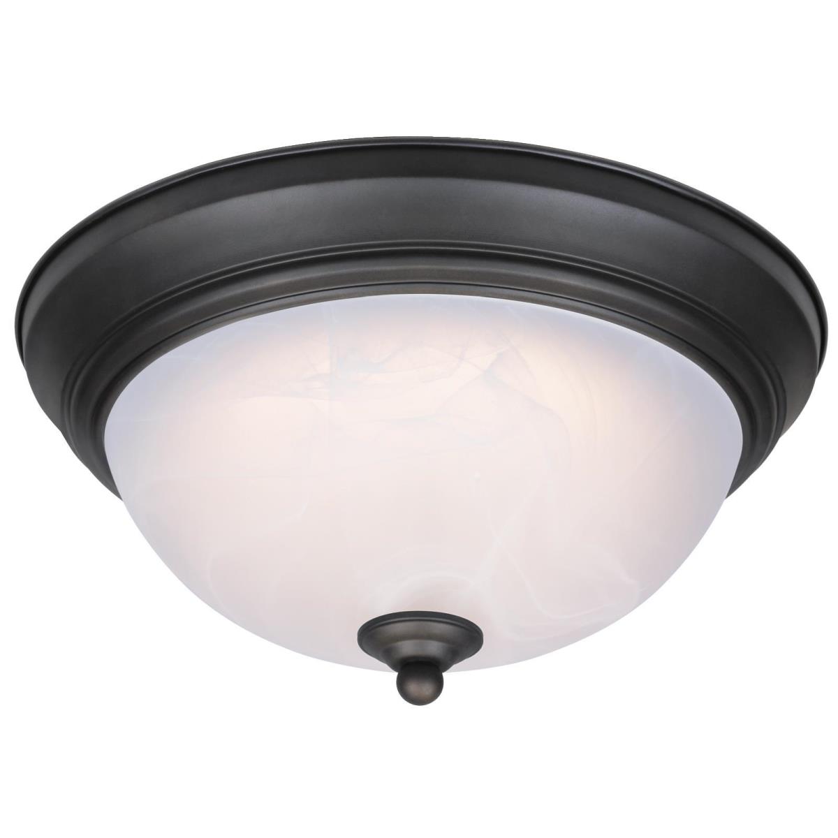11" LED Flush Oil Rubbed Bronze Finish with White Alabaster Glass
