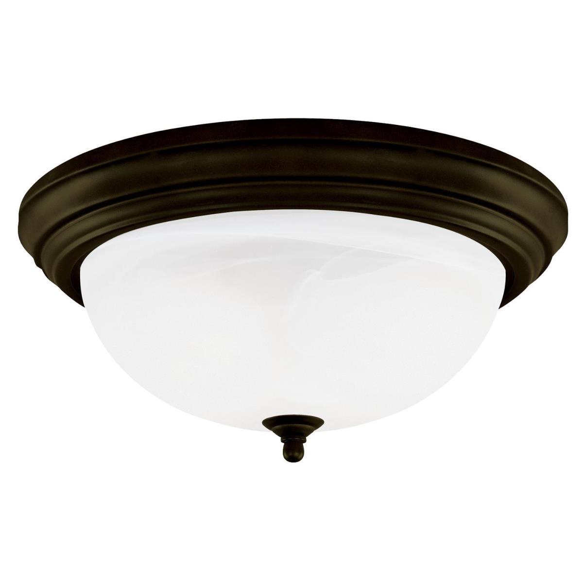 3 Light Flush Oil Rubbed Bronze Finish with Frosted White Alabaster Glass
