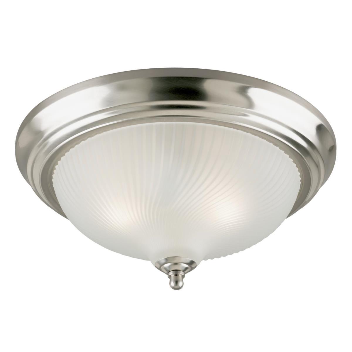 2 Light Flush Brushed Nickel Finish with Frosted Swirl Glass