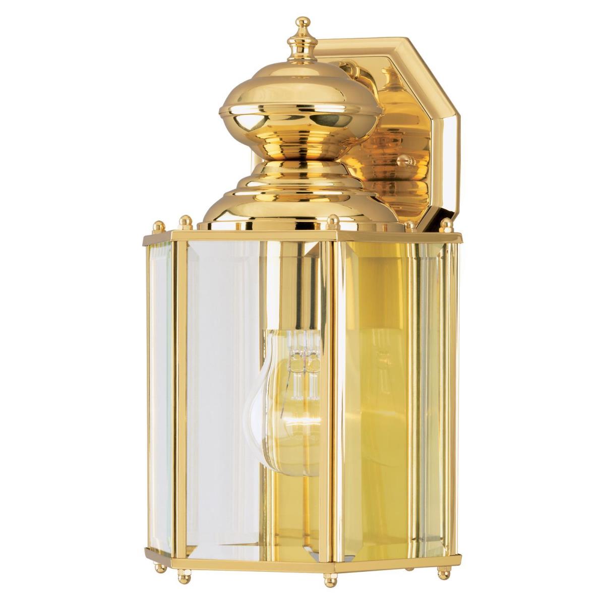 1 Light Wall Fixture Polished Brass Finish with Clear Beveled Glass