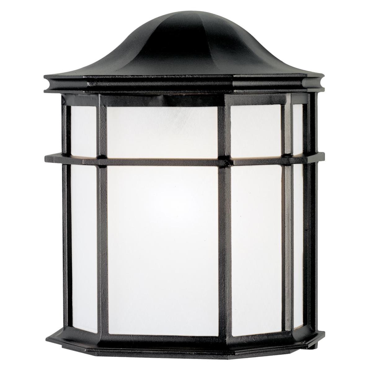 1 Light Wall Fixture Textured Black Finish with White Acrylic Lens