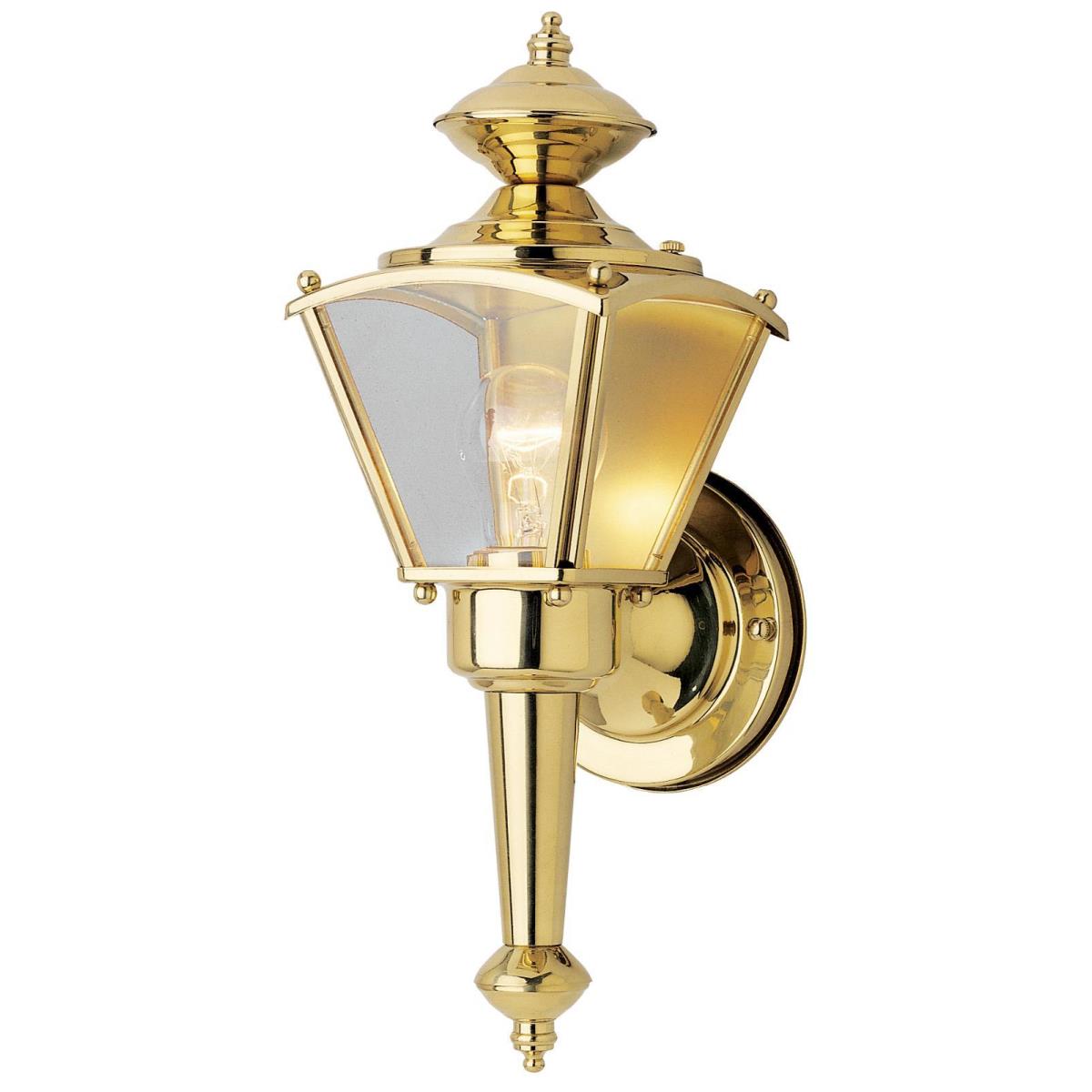 1 Light Wall Fixture Polished Brass Finish with Clear Glass