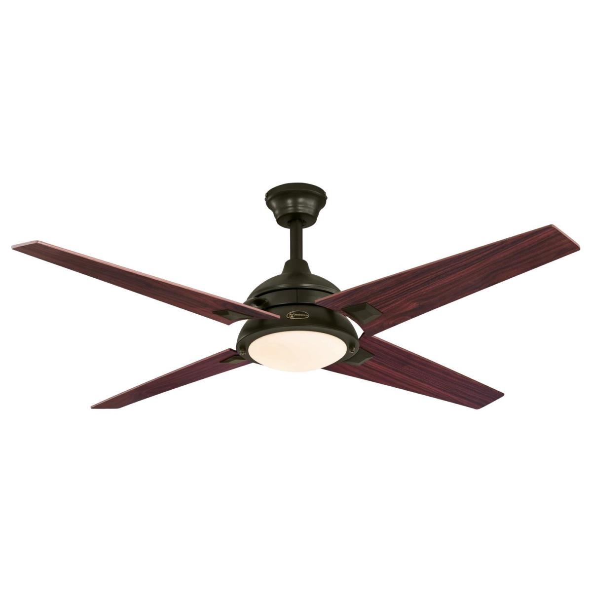 52" Oil Rubbed Bronze Finish Reversible Blades (Mahogany/Cherry) Includes Light Kit with Opal Frosted Glass