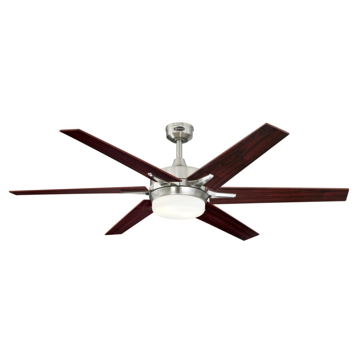 60" Brushed Nickel Finish Reversible Blades (Rosewood/Light Maple) Includes Light Kit with Opal Frosted Glass