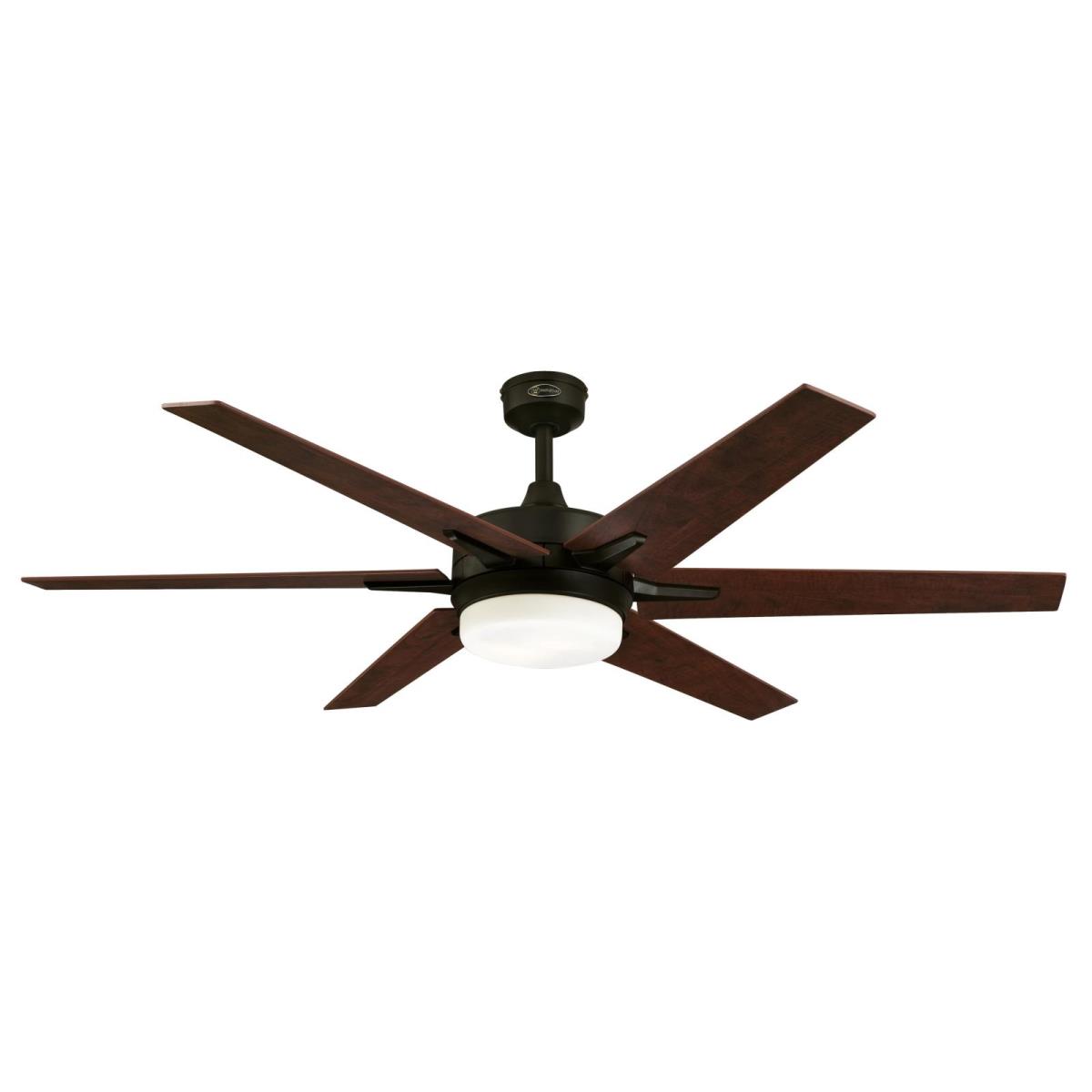 60" Oil Rubbed Bronze Finish Reversible Blades (Applewood/Cherry) Includes Light Kit with Opal Frosted Glass