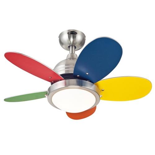 30 in. Brushed Nickel Finish Reversible Blades (Multi-Color/White) Opal Frosted Glass