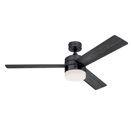 Westinghouse Lighting Alta Vista 52-Inch 3-Blade Gun Metal Indoor Ceiling Fan, Dimmable LED Light Fixture with Opal Frosted Glas