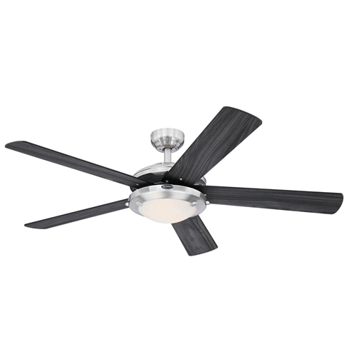 Westinghouse Lighting Comet 52-Inch 5-Blade Brushed Nickel Indoor Ceiling Fan, Dimmable LED Light Fixture with Frosted Glass