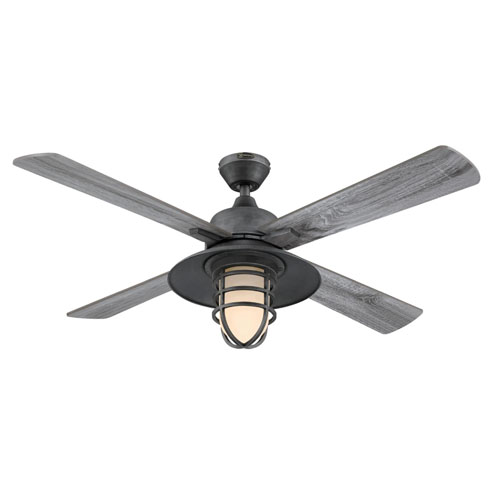 Westinghouse Lighting Porto 52-Inch Indoor 4-Blade Distressed Aluminum Indoor Ceiling Fan, Dimmable LED Light Fixture with Opal