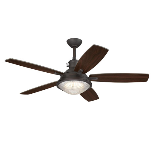 Westinghouse Lighting Oyster Bay 52-Inch Indoor 5-Blade Black-Bronze Indoor Ceiling Fan, Dimmable LED Light Fixture with Clear P