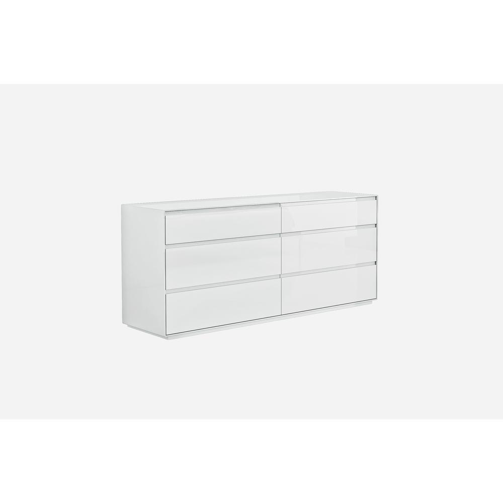 Malibu Dresser high gloss white 6 self close drawers