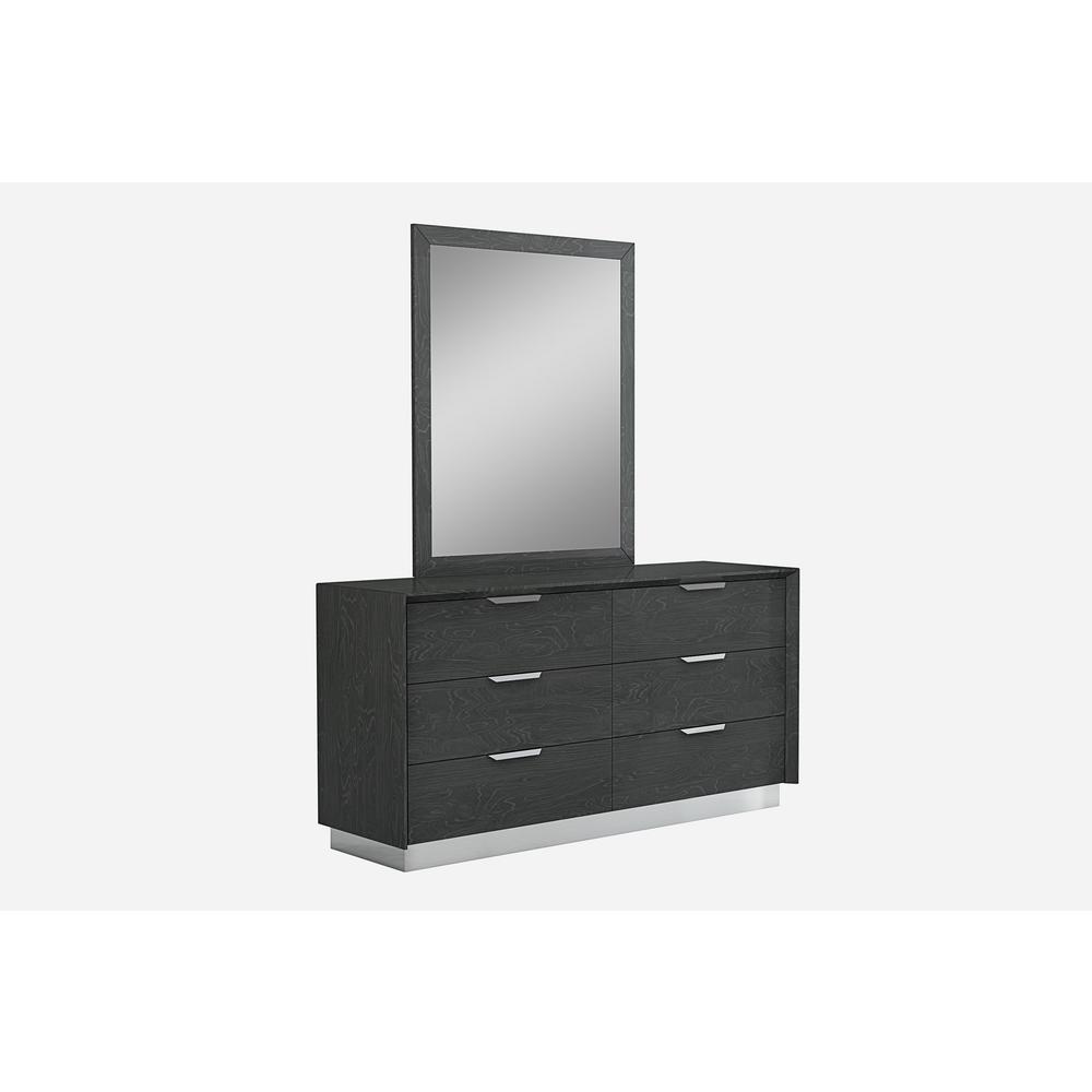 Navi Dresser Double high gloss Grey with stainless steel trim 6 drawers with self-close runners stai