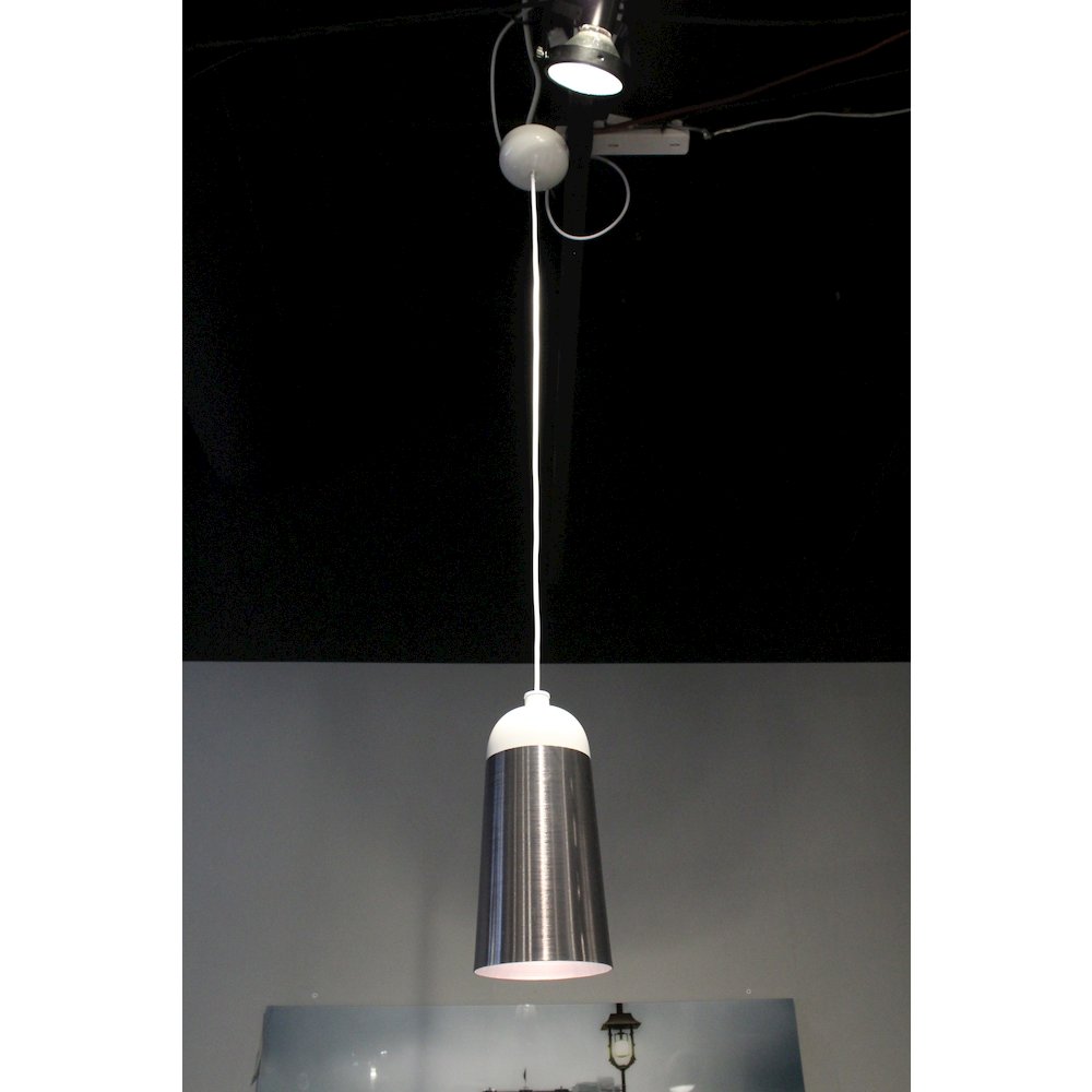 Abel Pendant Lamp, Silver and White Aluminium