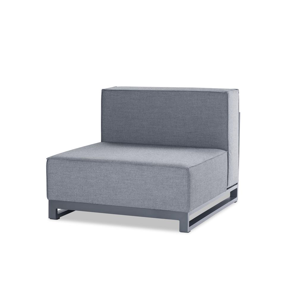 Sensation Indoor/Outdoor Modular  Armless Chair  Grey Acrylic Fabric with TPU coating, Grey Aluminum frame.   Include one decora