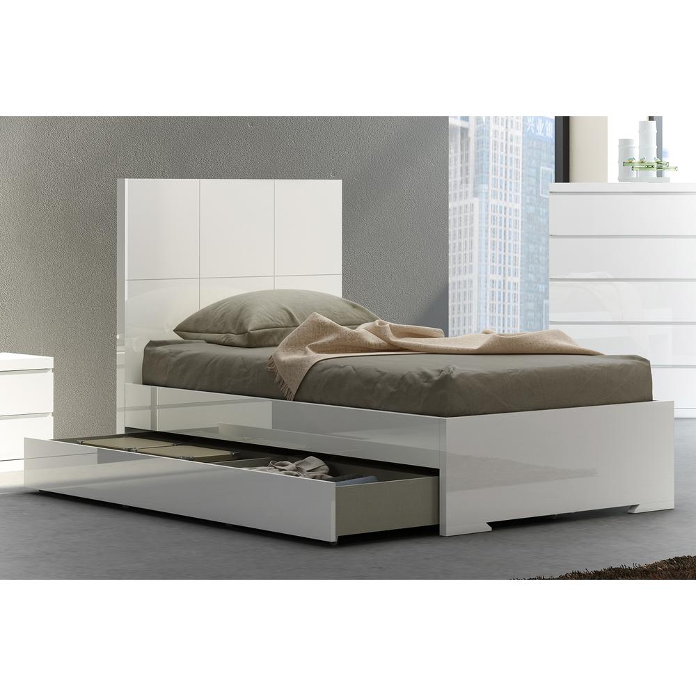 Anna Bed Twin Trundle, high gloss white, mattress not included