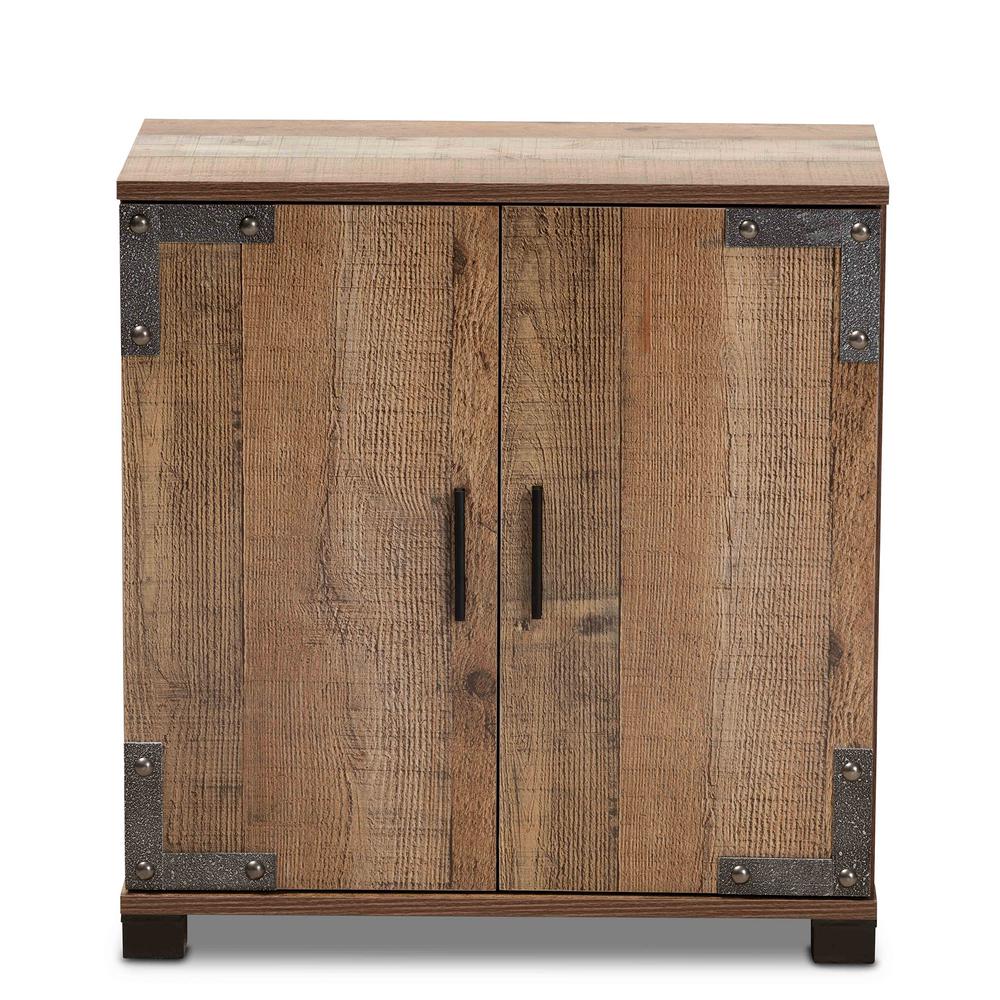 Cyrille Modern and Contemporary Farmhouse Rustic Finished Wood 2Door Shoe Cabinet