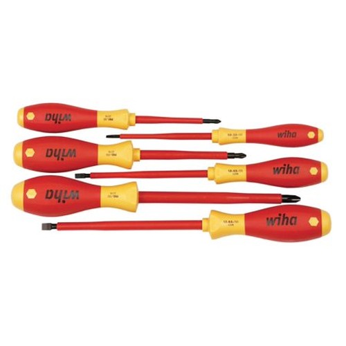 6 PIECE INSULATED SOFTFINISH SCREWDRIVER SET  SLOTTED PHILLIPS
