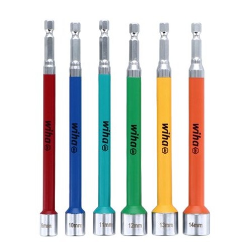 6 PIECE COLOR CODED MAGNETIC NUT SETTER METRIC SET