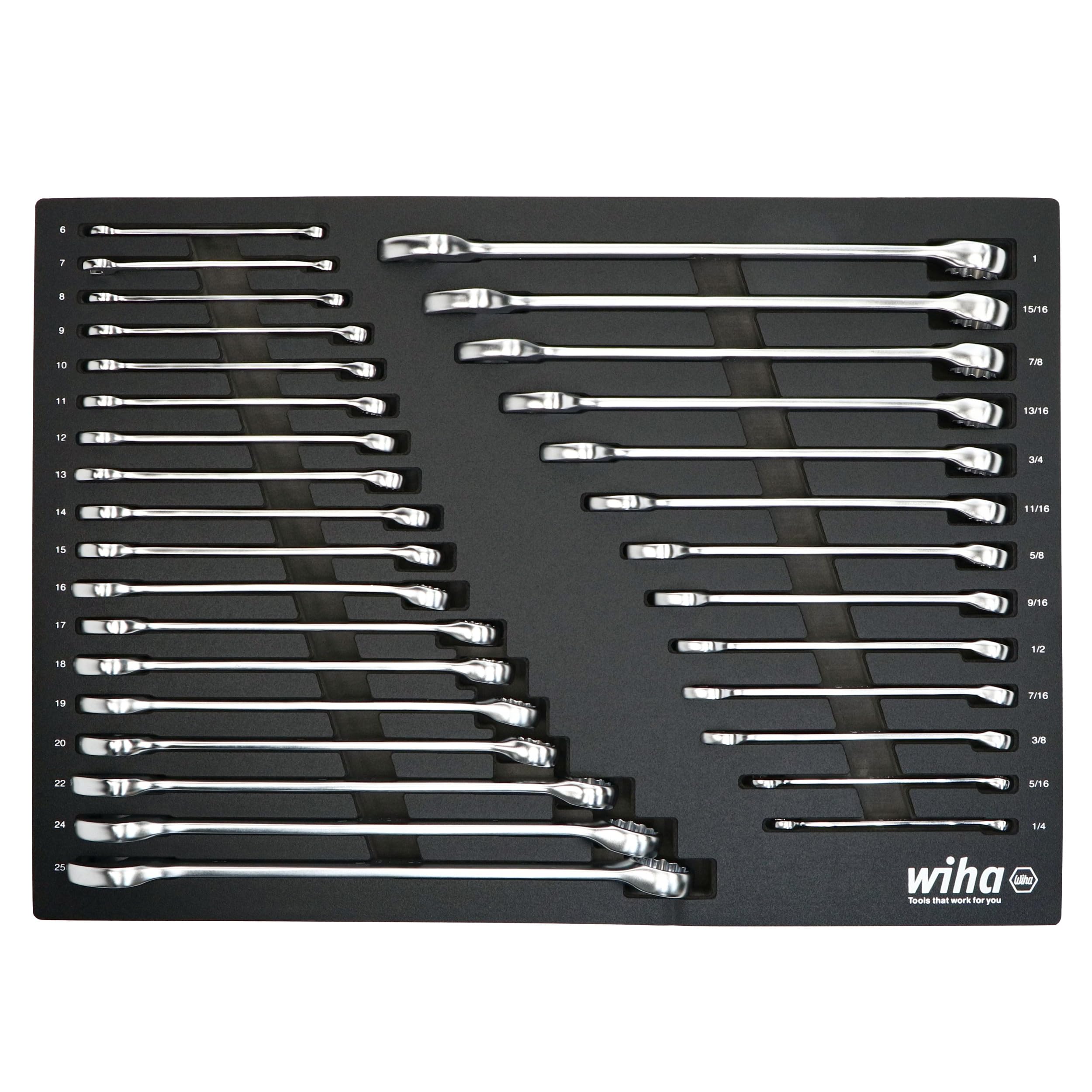 31 PIECE COMBINATION WRENCH TRAY SET  SAE AND METRIC
