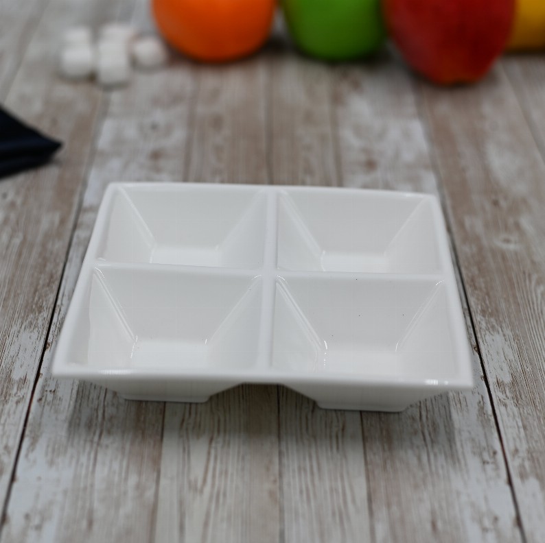 ( Set of 6 ) DIVIDED SQUARE DISH  6" X 6" | 15 CM X 15 SM