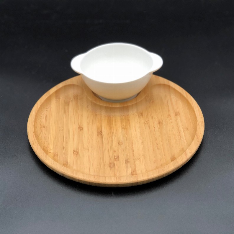 Bamboo and Fine Porcelain set for single serve soup or cereal or your favorite dessert