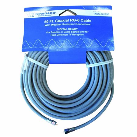 50-Foot Weatherproof Rg6 Coaxial Cable