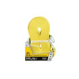 30FT 9000LB TOW STRAP WITH HOOKS 1 PK YELLOW