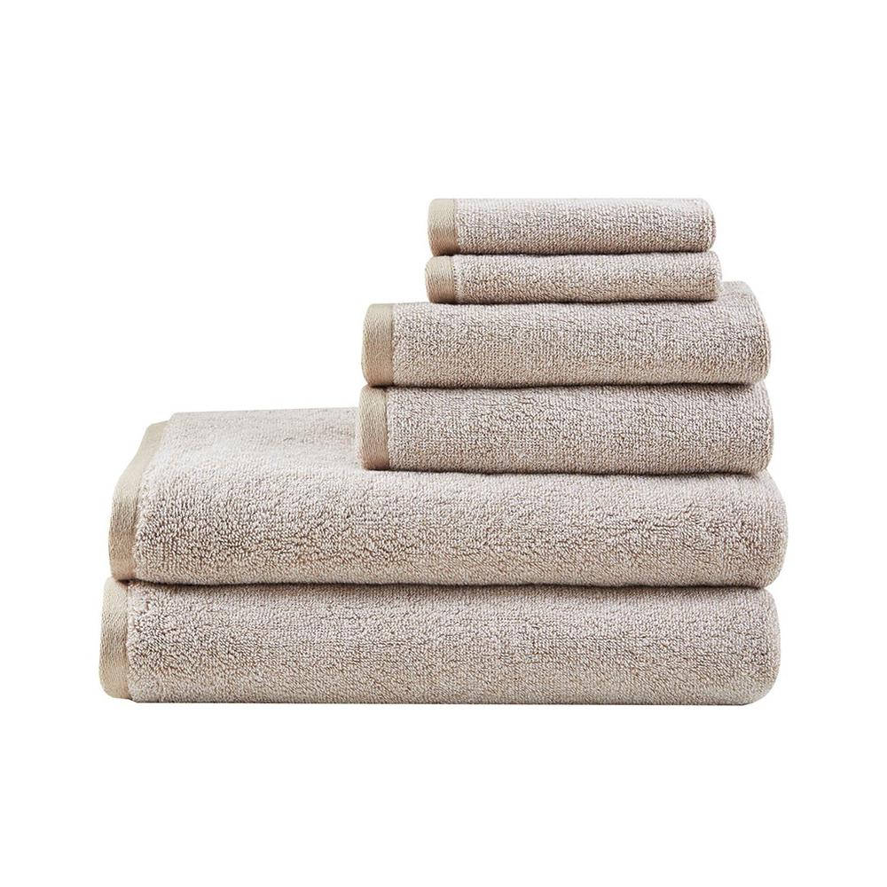 100% Cotton Dobby Yarn Dyed 6pcs Towel Set, Natural