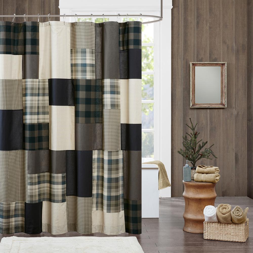 100% Cotton Printed Pieced Lined Shower Curtain,WR70-1815
