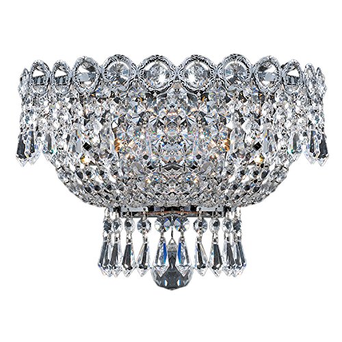 Empire Collection 2 Light Chrome Finish and Clear Crystal Wall Sconce 12
