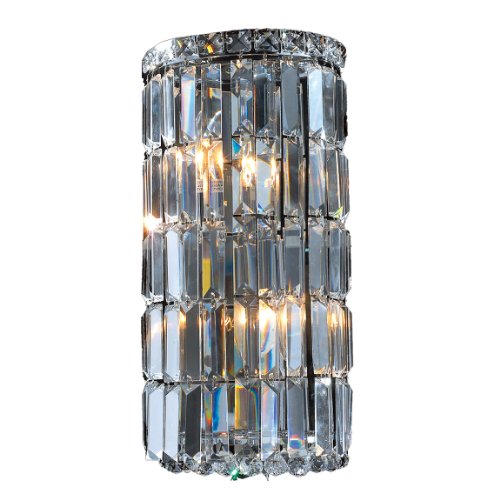 Cascade Collection 2 Light Chrome Finish Crystal Rounded Wall Sconce 8