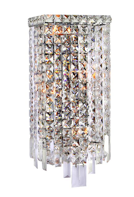 Cascade Collection 4 Light Chrome Finish Crystal Rectangular Wall Sconce 8