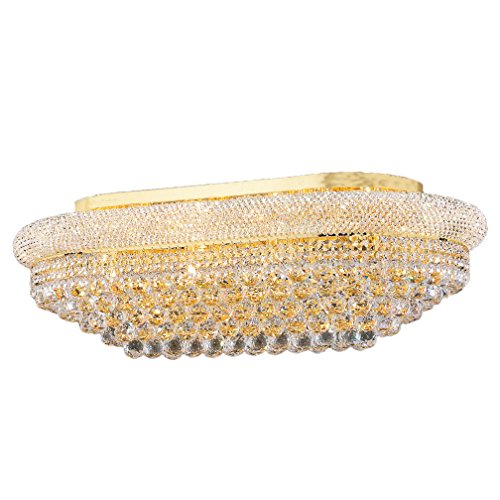 Empire Collection 18 Light Gold Finish and Clear Crystal Flush Mount Ceiling Light 36