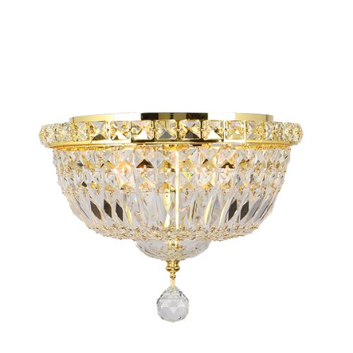 Empire Collection 4 Light Gold Finish and Clear Crystal Flush Mount Ceiling Light 12