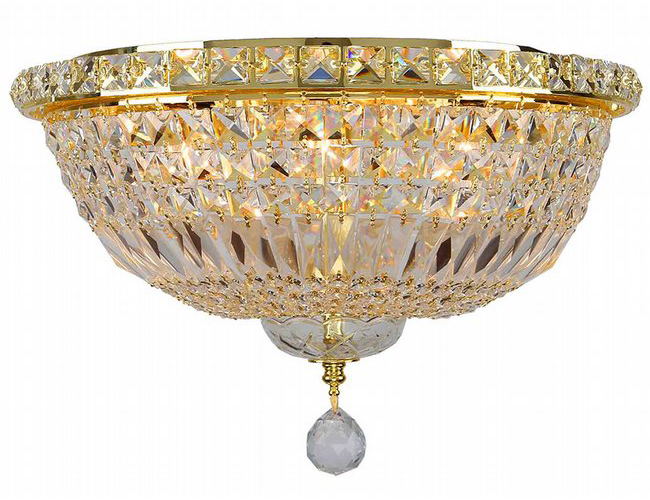 Empire Collection 6 Light Gold Finish and Clear Crystal Flush Mount Ceiling Light 16