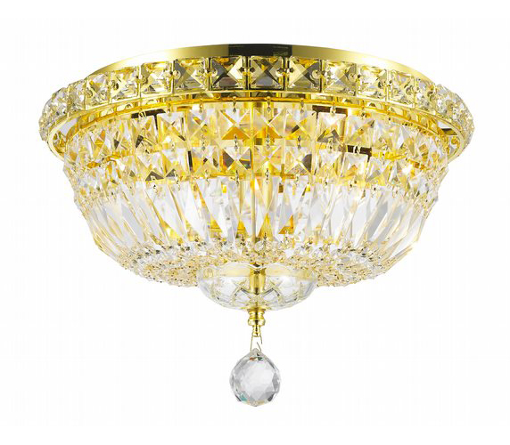 Empire Collection 4 Light Gold Finish and Clear Crystal Flush Mount Ceiling Light 14