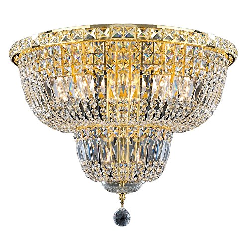 Empire Collection 10 Light Gold Finish and Clear Crystal Flush Mount Ceiling Light 20