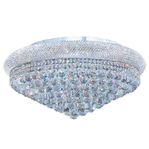 Empire Collection 15 Light Chrome Finish and Clear Crystal Flush Mount Ceiling Light 28