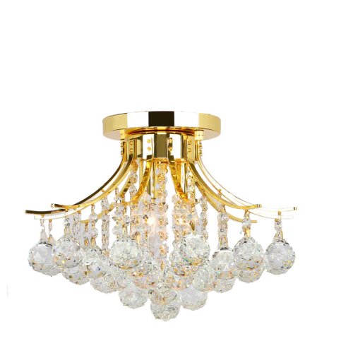 Empire Collection 3 Light Gold Finish and Clear Crystal Flush Mount Ceiling Light 16