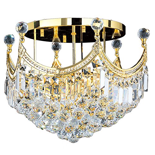 Empire Collection 9 Light Gold Finish and Clear Crystal Flush Mount Ceiling Light 20