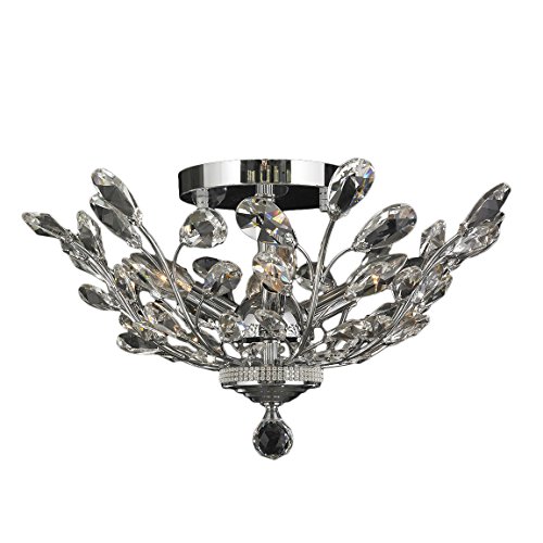Aspen Collection 4 Light Chrome Finish and Clear Crystal Floral Semi-Flush Mount Ceiling Light 20