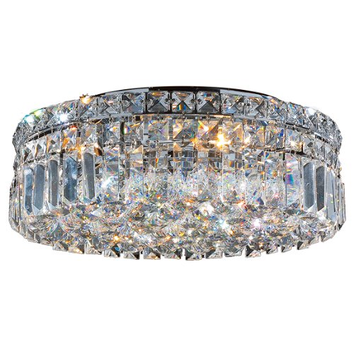 Cascade Collection 5 Light Chrome Finish and Clear Crystal Flush Mount Ceiling Light 16