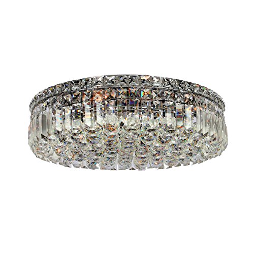 Cascade Collection 6 Light Chrome Finish and Clear Crystal Flush Mount Ceiling Light 20