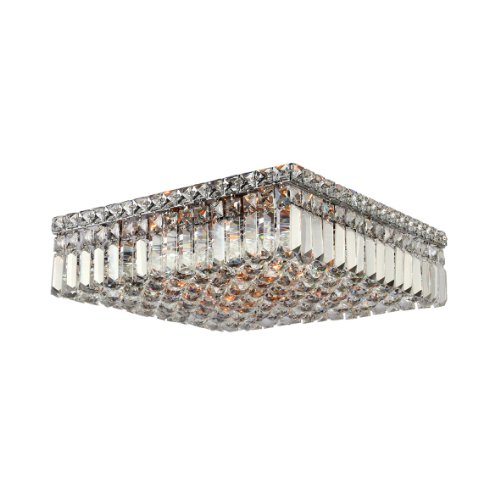 Cascade Collection 6 Light Chrome Finish and Clear Crystal Flush Mount Ceiling Light 16