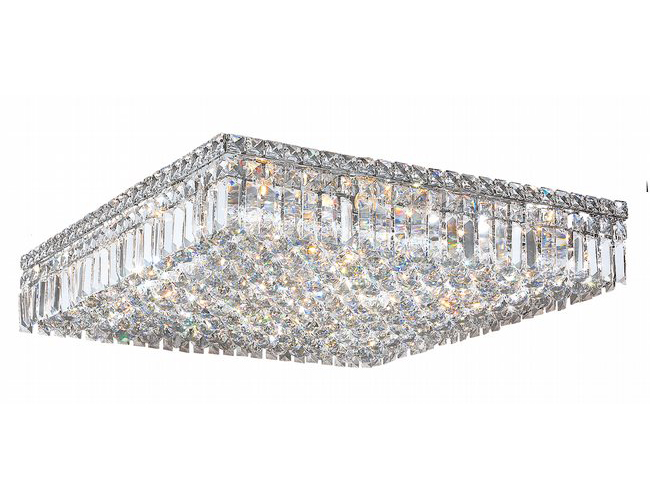 Cascade Collection 13 Light Chrome Finish and Clear Crystal Flush Mount Ceiling Light 24