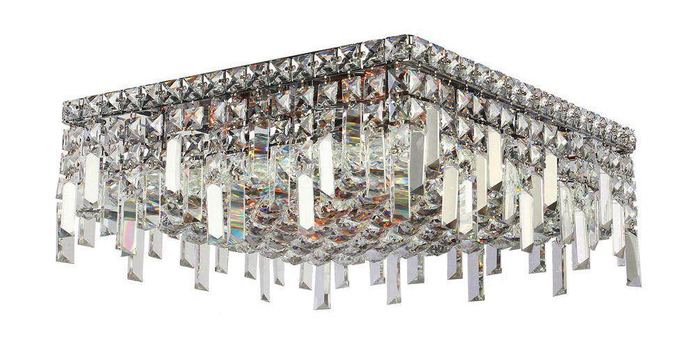 Cascade Collection 6 Light Chrome Finish and Clear Crystal Flush Mount Ceiling Light