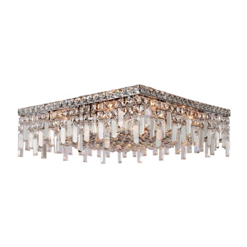 Cascade Collection 12 Light Chrome Finish and Clear Crystal Flush Mount Ceiling Light