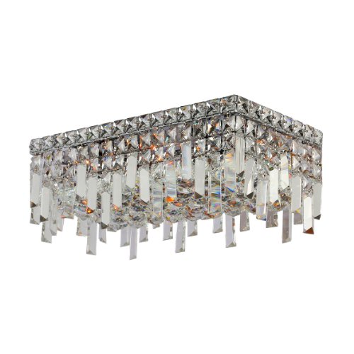 Cascade Collection 4 Light Chrome Finish and Clear Crystal Flush Mount Ceiling Light