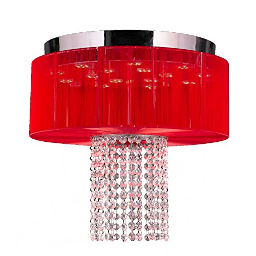 Alice Collection 6 Light LED Chrome Finish and Clear Crystal with Red String Shade 16" D x 14" H Round Medium