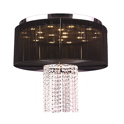 Alice Collection 9 Light LED Chrome Finish and Clear Crystal with Black String Shade 20